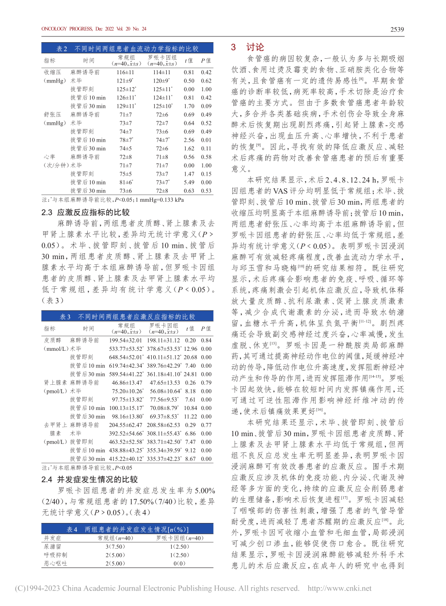 罗哌卡因浸润麻醉对食管癌根...应激反应和血流动力学的影响_赵蕊.pdf_第3页