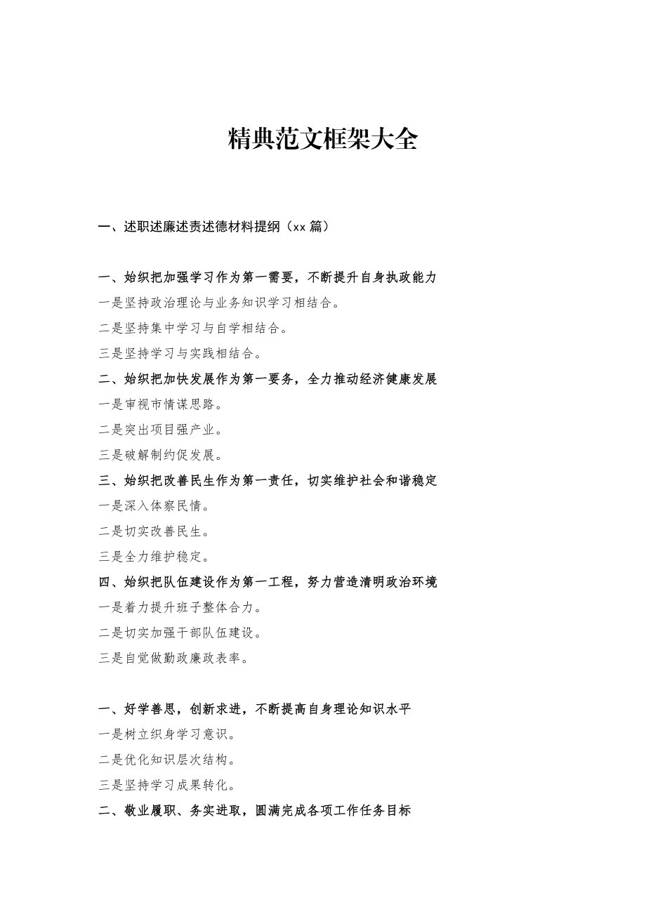 【提纲类】精典范文框架大全(1).docx_第1页