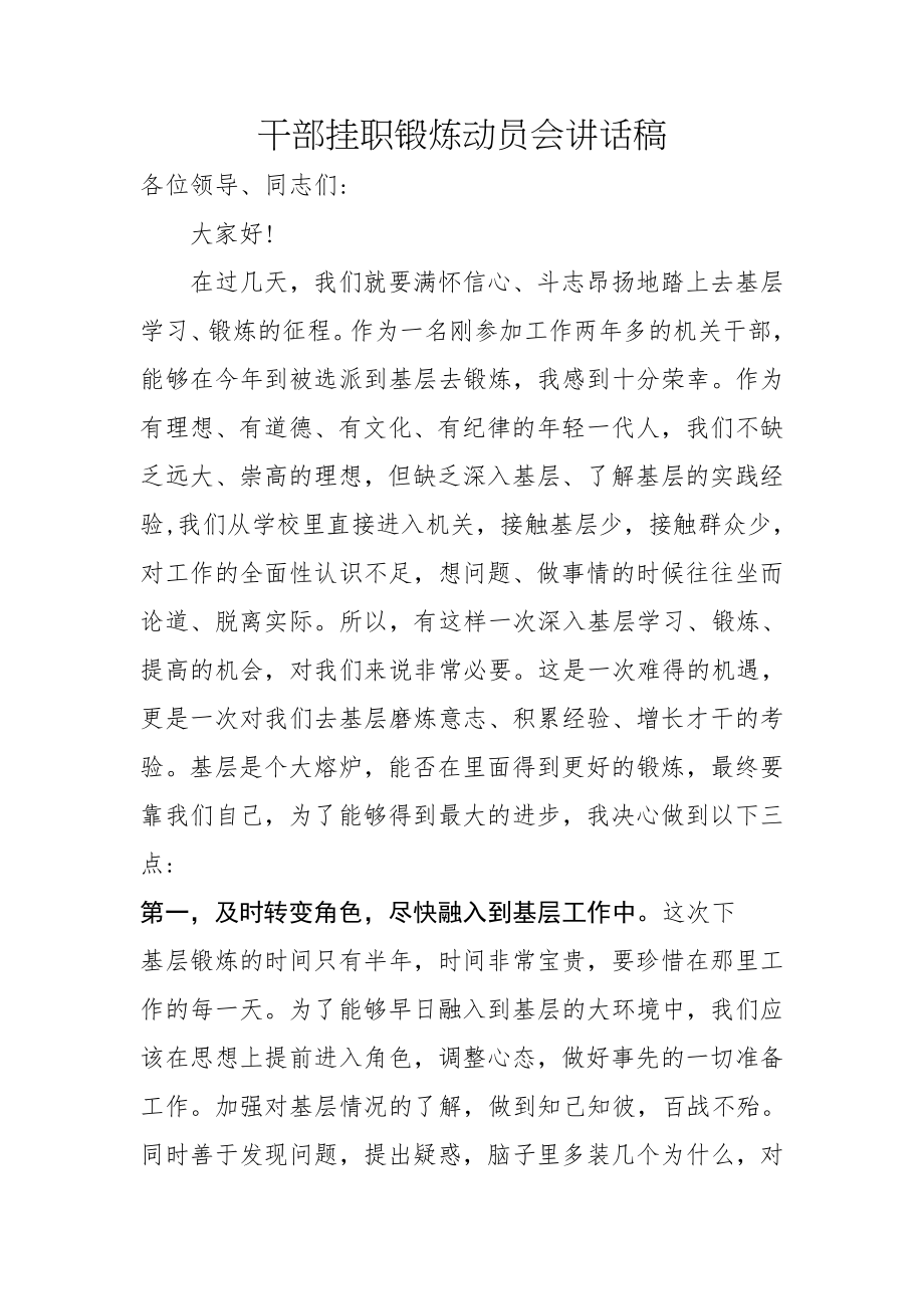 干部挂职锻炼动员会讲话稿.docx_第1页