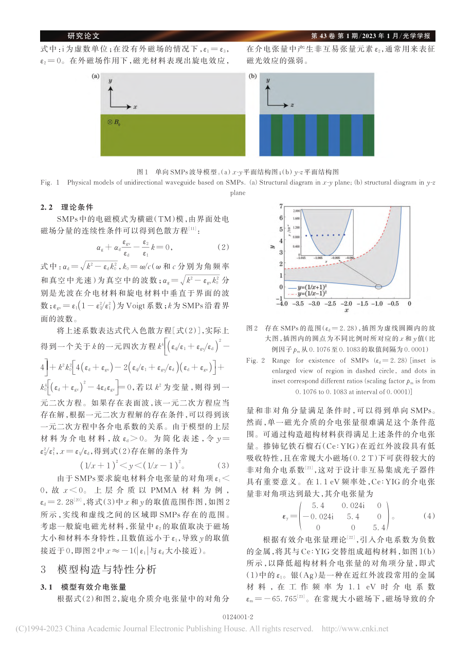 近红外磁表面等离激元单向波导_严金华.pdf_第2页