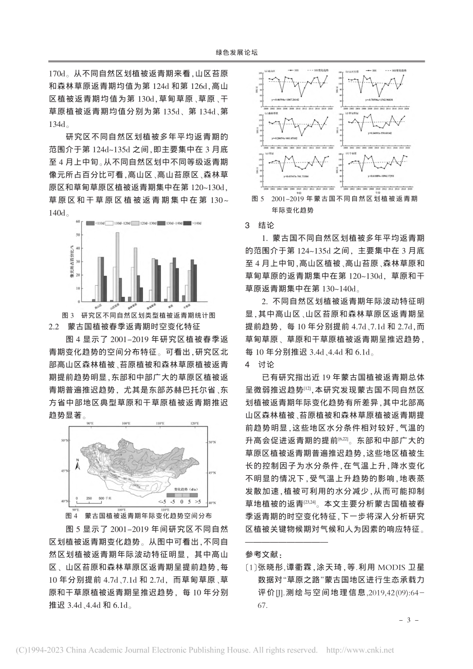 近20年蒙古国植被春季返青期时空变化特征_秦福莹.pdf_第3页