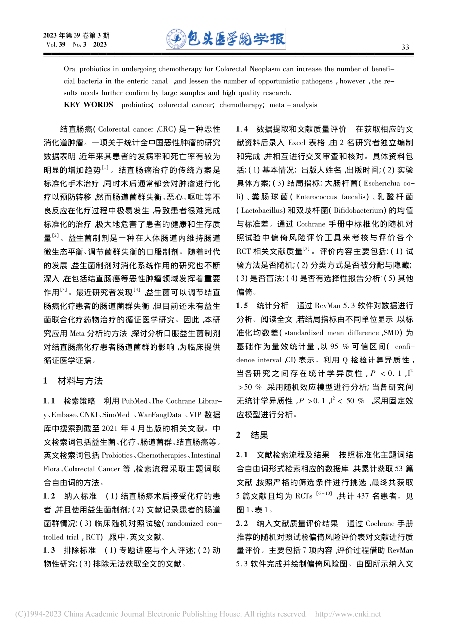 口服益生菌对结直肠癌化疗患...肠道菌群影响的Meta分析_梁志.pdf_第2页