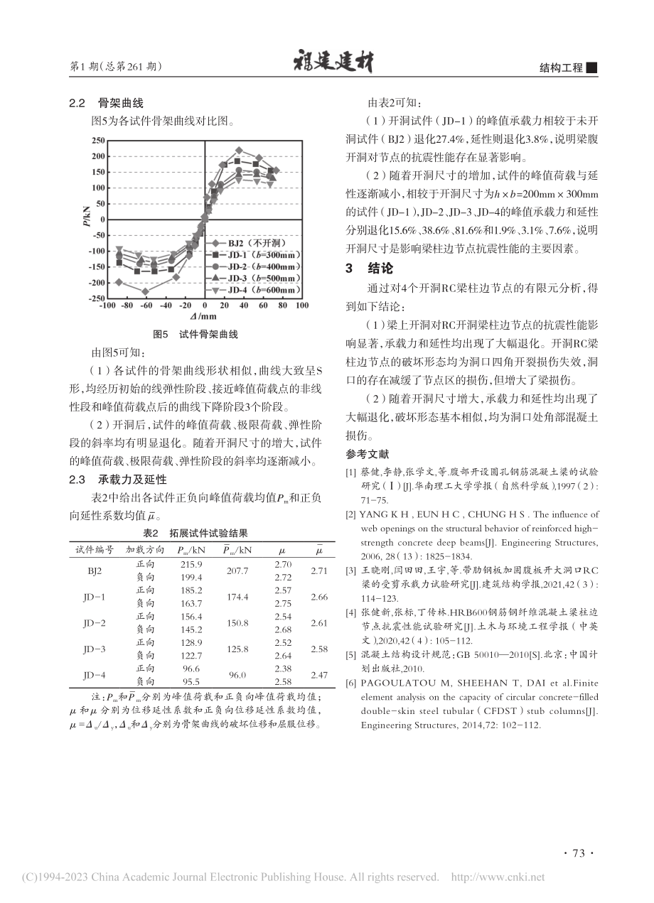 开洞混凝土梁柱边节点抗震性能有限元分析_黄子宁.pdf_第3页