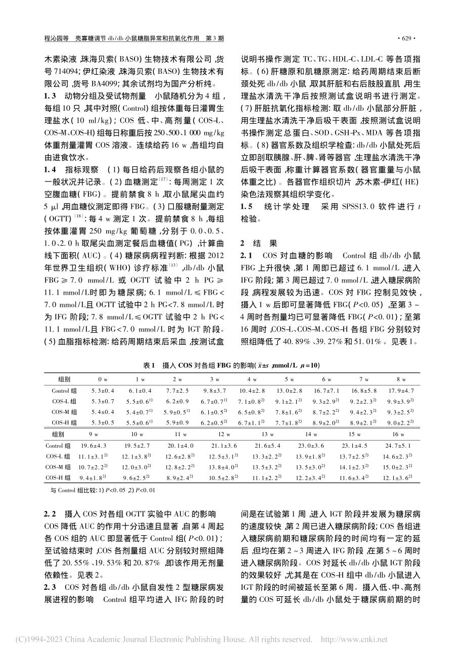 壳寡糖调节db_db小鼠糖脂异常和抗氧化作用_程沁园.pdf_第2页