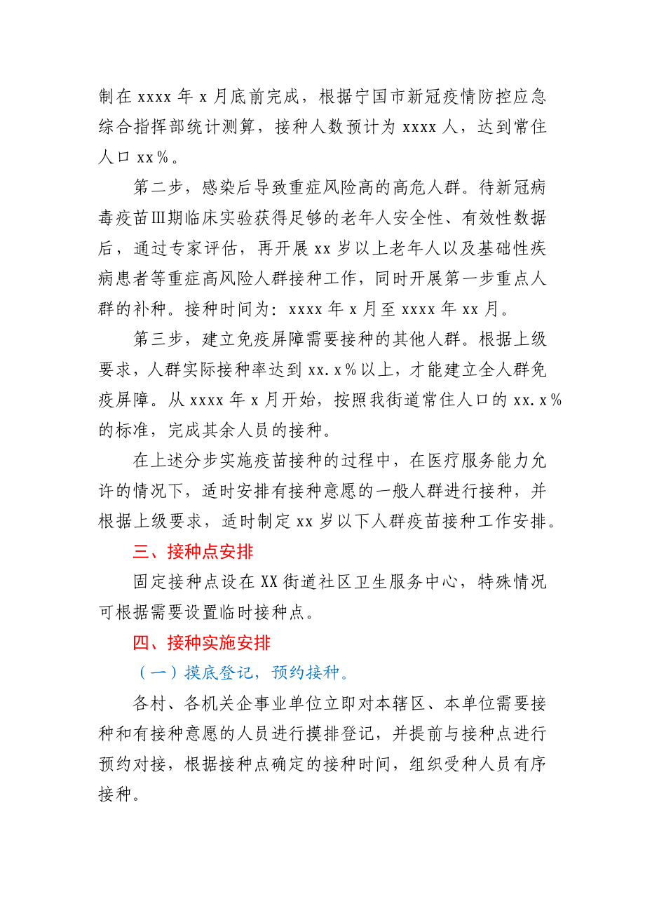 XX街道新冠病毒疫苗接种实施方案.docx_第2页