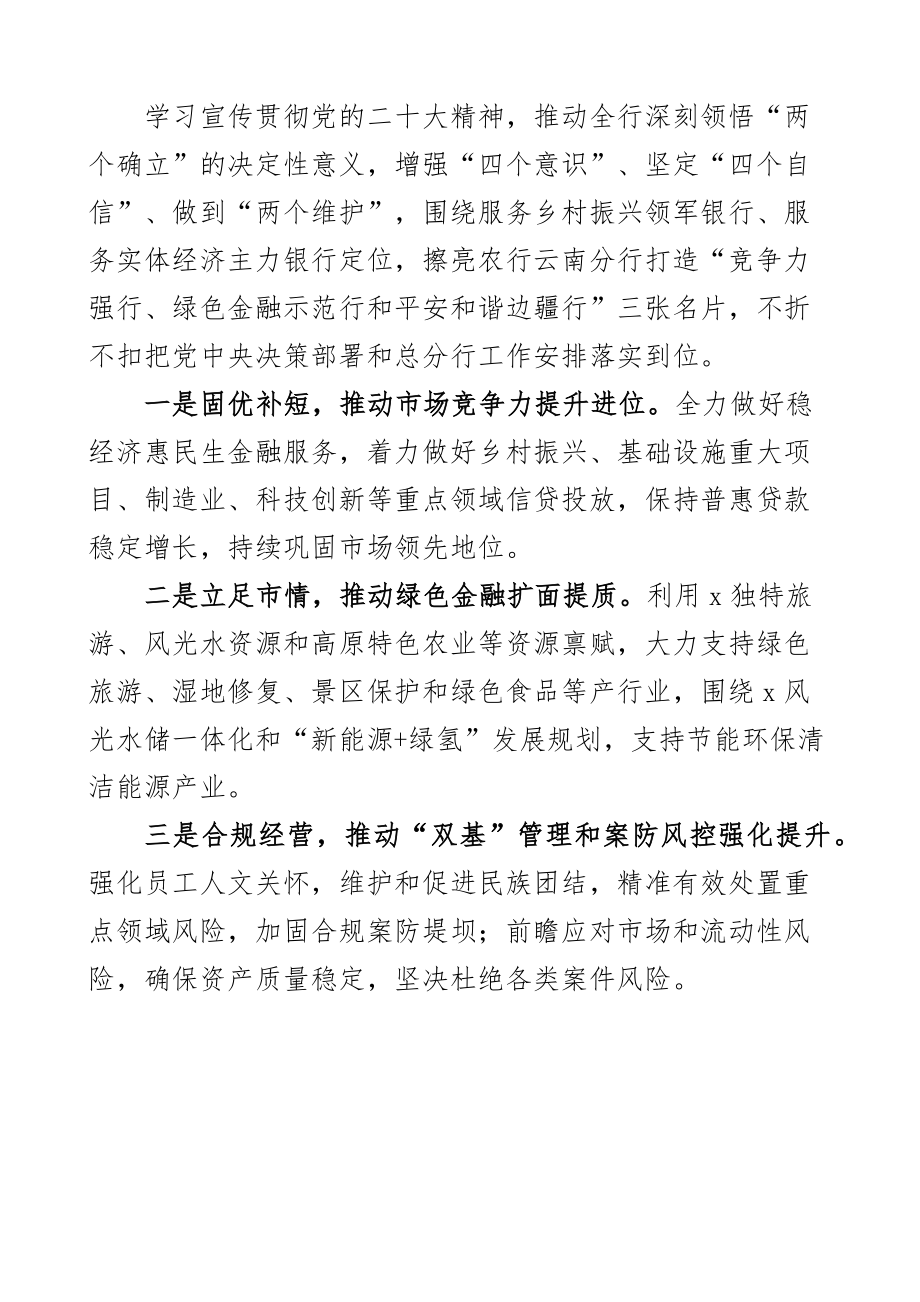 银行两个确立二十大精神学习心得体会盛会研讨发言材料2篇.docx_第3页