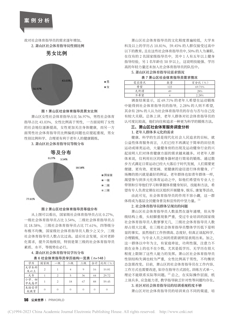 老龄化背景下萧山区社会体育指导员现状调查_周凡超.pdf_第2页