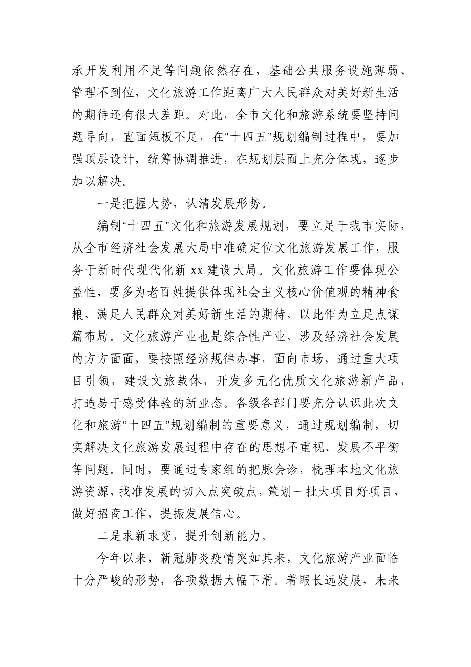 在全市“十四五”文化和旅游发展规划编制启动座谈会上的讲话.docx_第2页