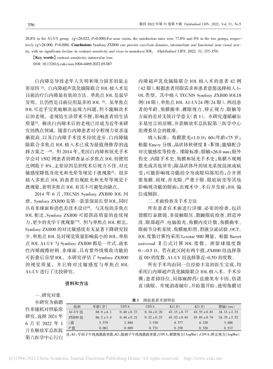 景深延长型人工晶状体Sym..._ZXR00的视觉质量研究_段崇楠.pdf_第2页