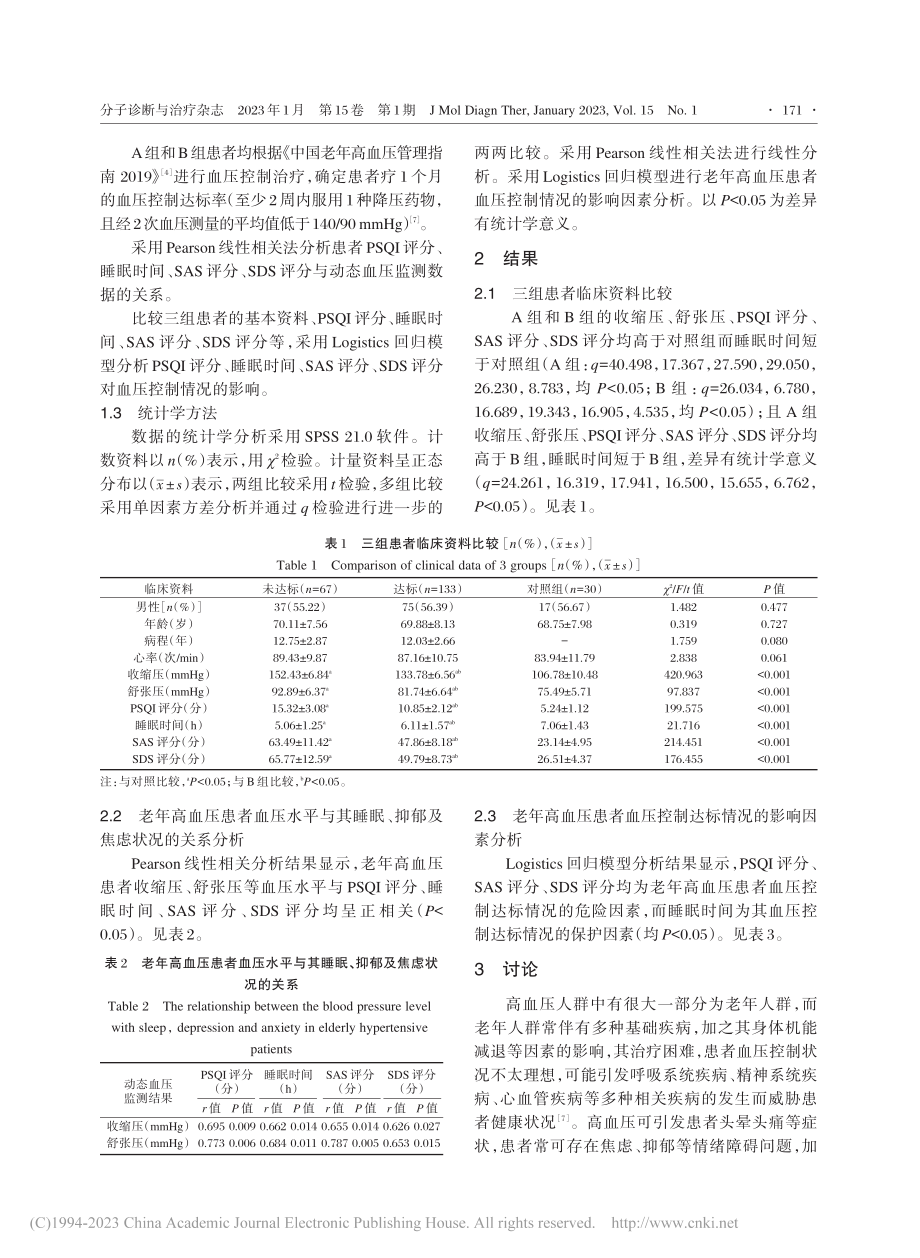 老年高血压患者血压水平与其...眠、抑郁及焦虑状况的相关性_赵会颖.pdf_第3页