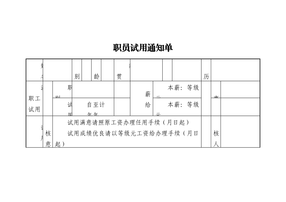 职员试用通知单.docx_第1页