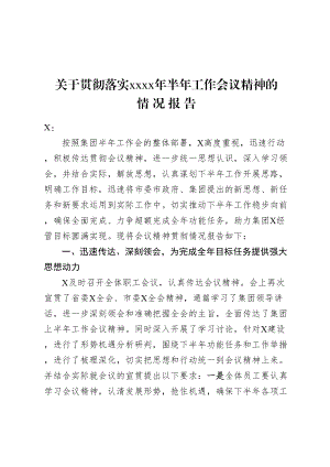 关于贯彻落实2020年半年工作会议精神的情况报告.doc