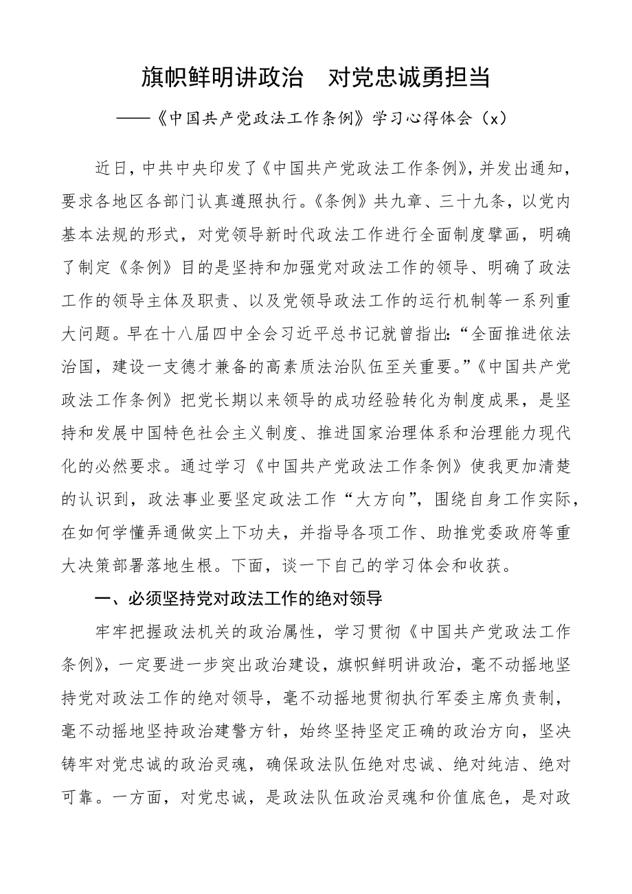 文汇1419—政法工作条例心得体会、研讨发言材料汇编5篇7千字.docx_第2页