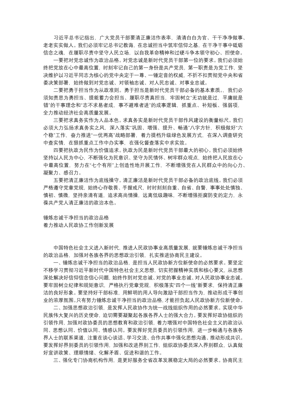 忠诚干净担当研讨发言34篇.docx_第2页