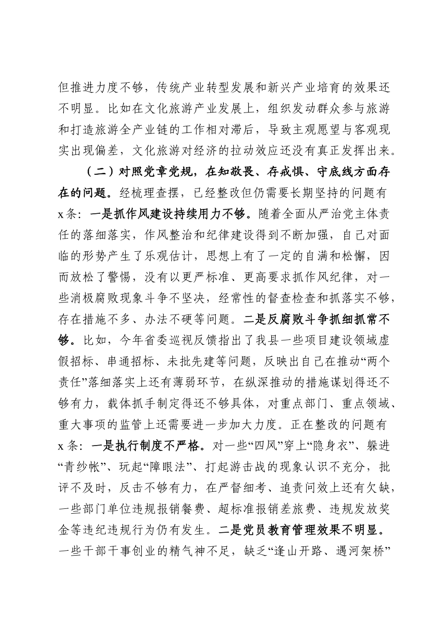 县处级领导干部主题教育专题民主生活会剖析检视材料.docx_第3页