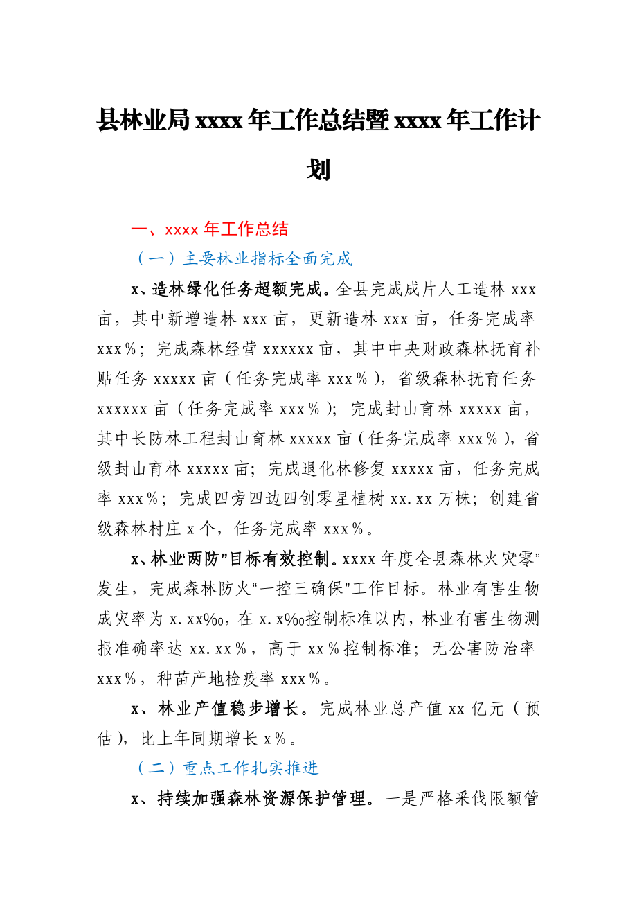 县林业局2020年工作总结暨2021年工作计划.docx_第1页