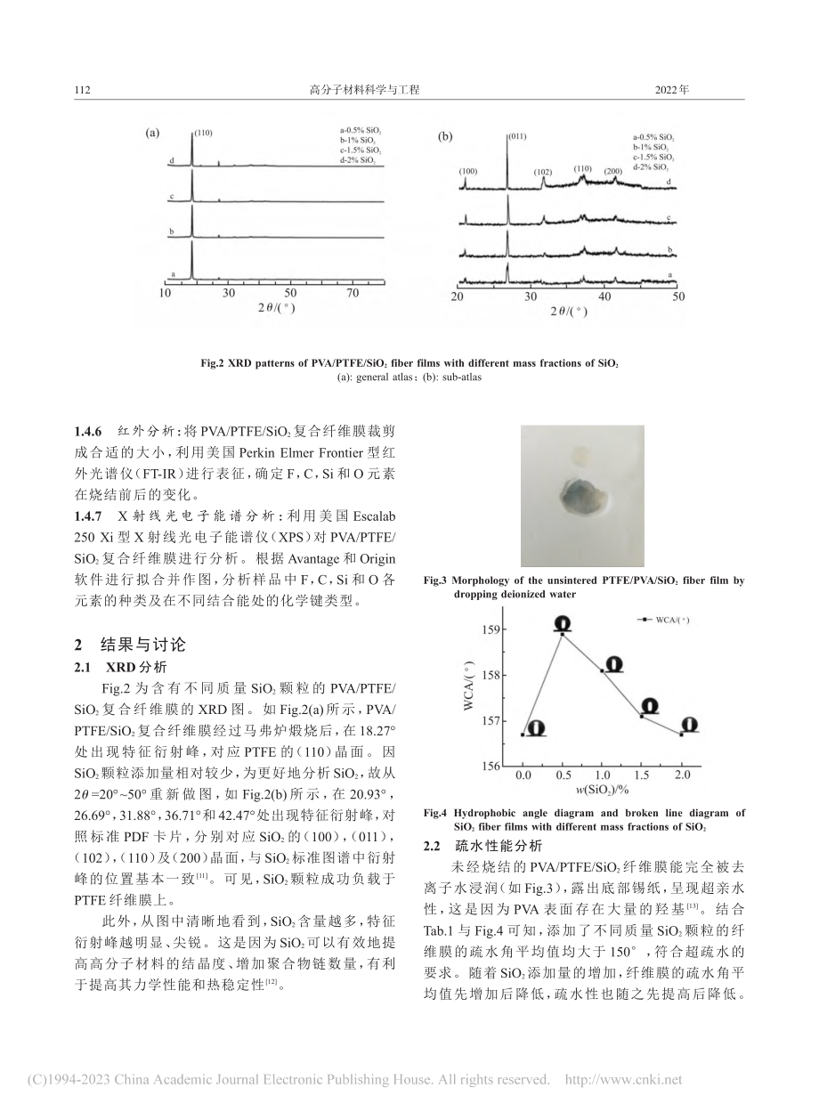 聚四氟乙烯_SiO_2复合纤维膜的制备及性能_张晨阳.pdf_第3页