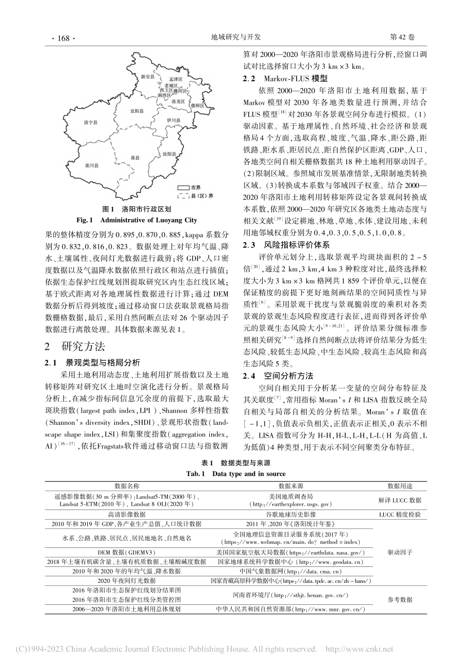 景观变化的生态风险评价与预测——以河南省洛阳市为例_丁鸿浩.pdf_第2页