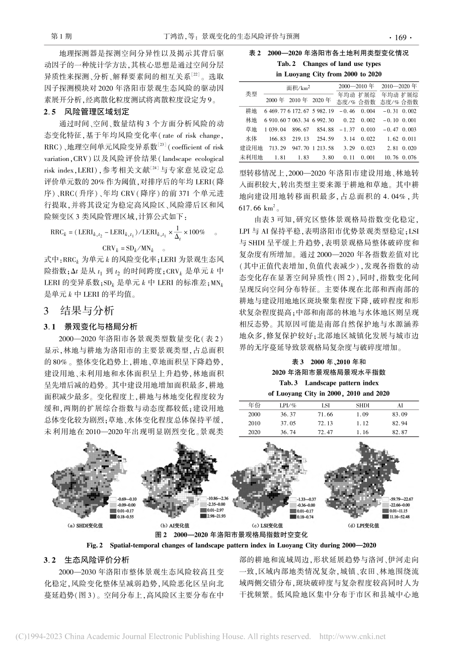 景观变化的生态风险评价与预测——以河南省洛阳市为例_丁鸿浩.pdf_第3页