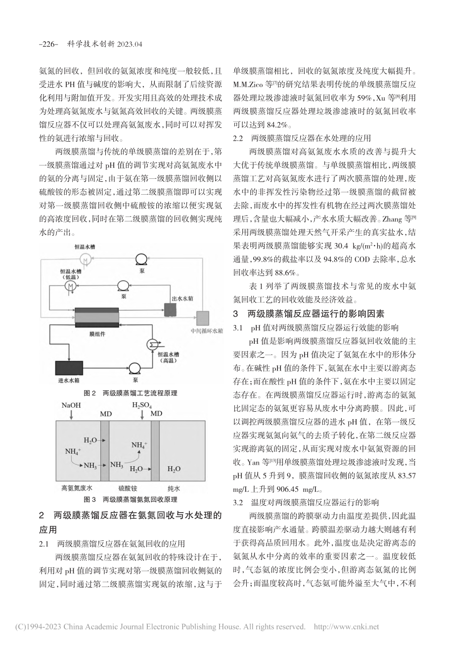 两级膜蒸馏反应器在氨氮回收及水回用中的应用_刘沁森.pdf_第2页