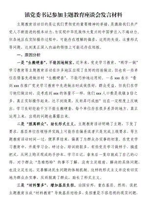 镇党委书记参加主题教育座谈会发言材料.docx