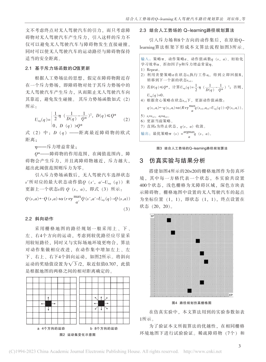 结合人工势场的Q-lear...g无人驾驶汽车路径规划算法_刘晓晨.pdf_第3页