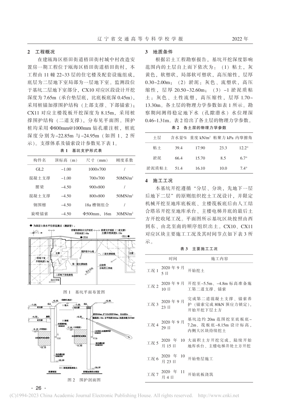 软黏土桩撑锚组合支护深基坑变形性状实测分析_王智然.pdf_第2页