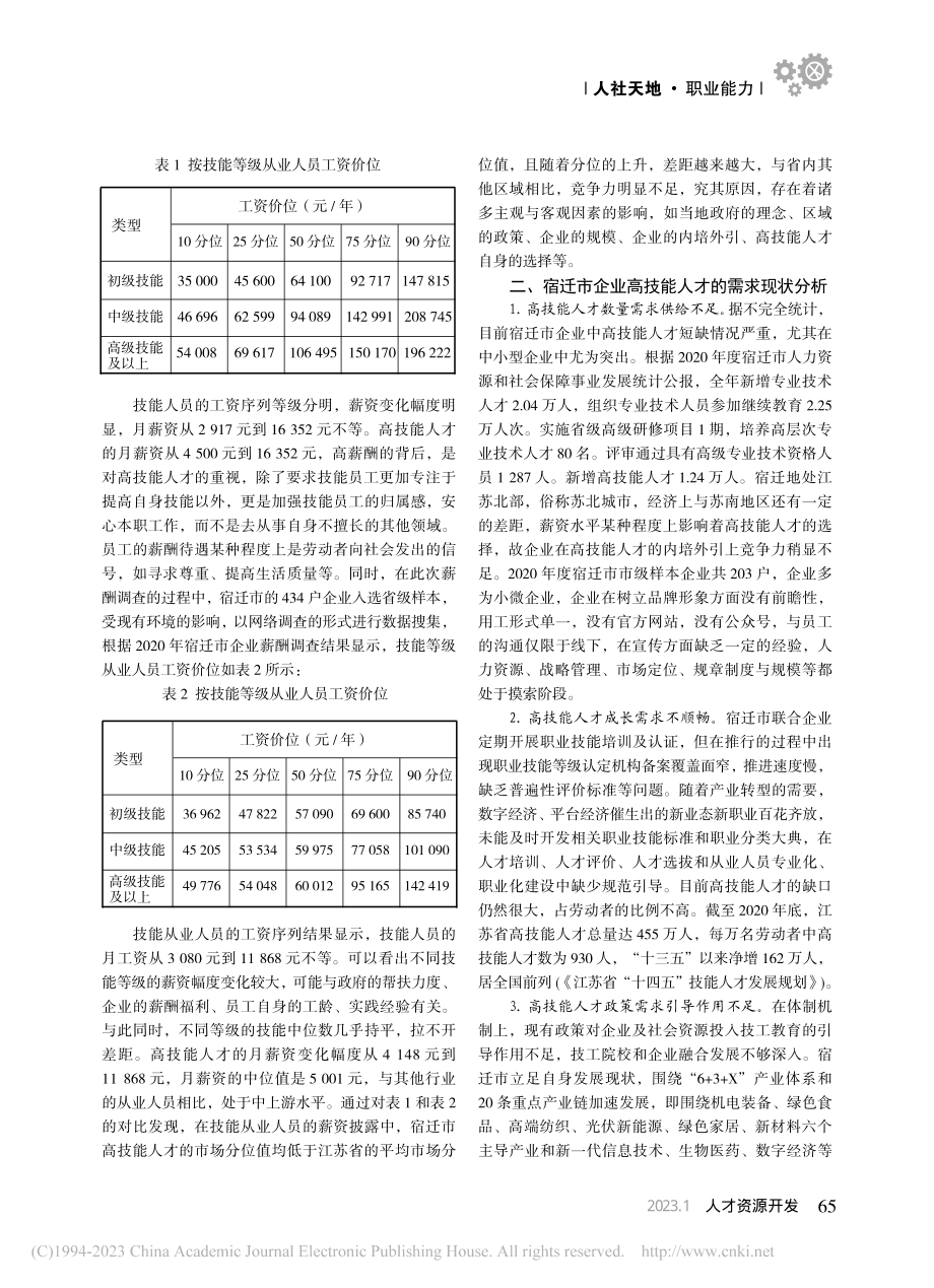 企业高技能人才现状及对策探究——以宿迁市为例_鲍伟.pdf_第2页