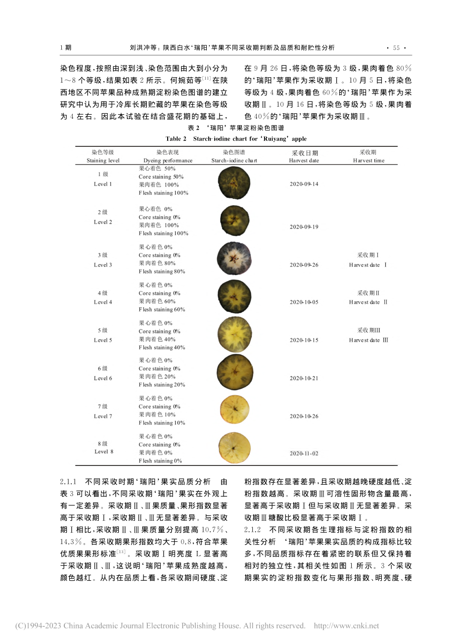 陕西白水‘瑞阳’苹果不同采收期判断及品质和耐贮性分析_刘洪冲.pdf_第3页