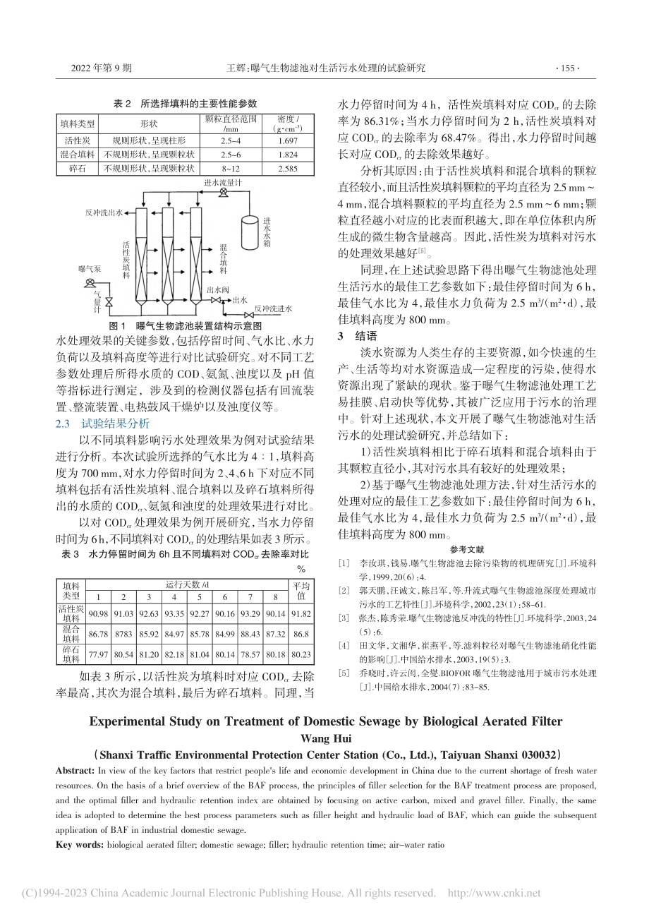 曝气生物滤池对生活污水处理的试验研究_王辉.pdf_第2页