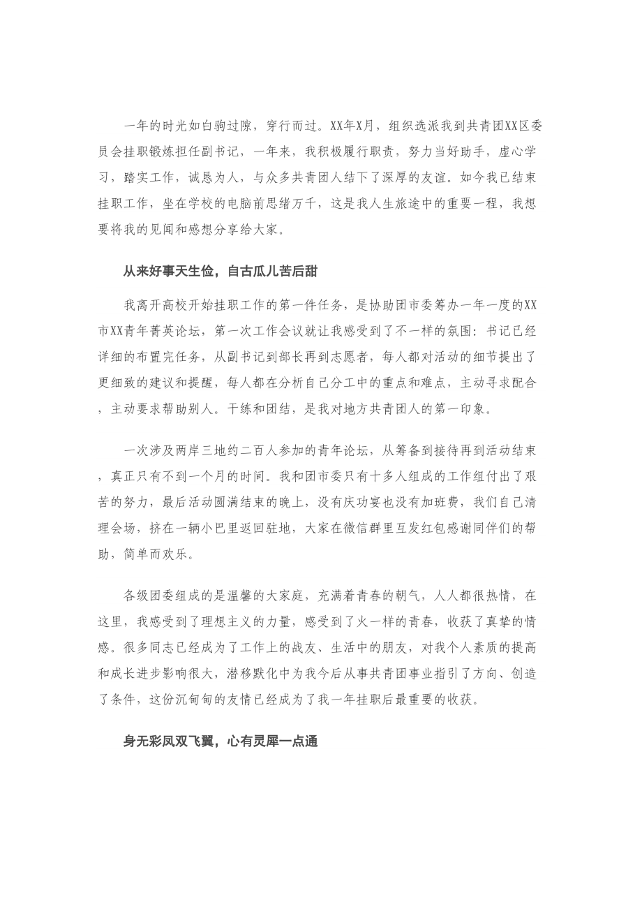 高校教师在共青团X区委挂职年度工作总结.doc_第1页