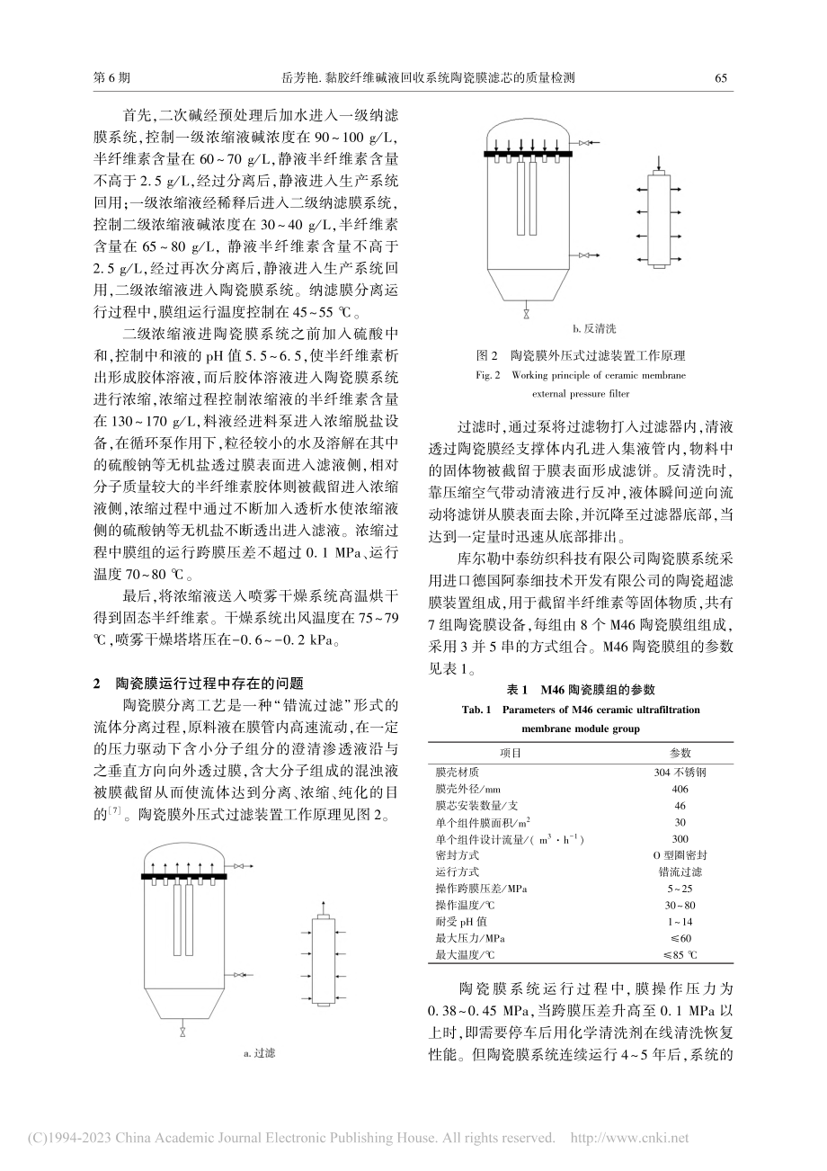 黏胶纤维碱液回收系统陶瓷膜滤芯的质量检测_岳芳艳.pdf_第2页