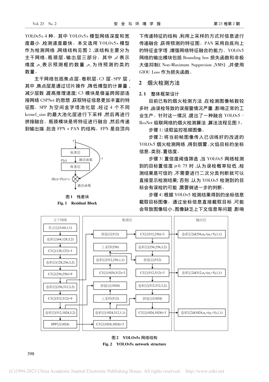 融合YOLOv5-ResNet级联网络的烟火检测方法_张全.pdf_第2页