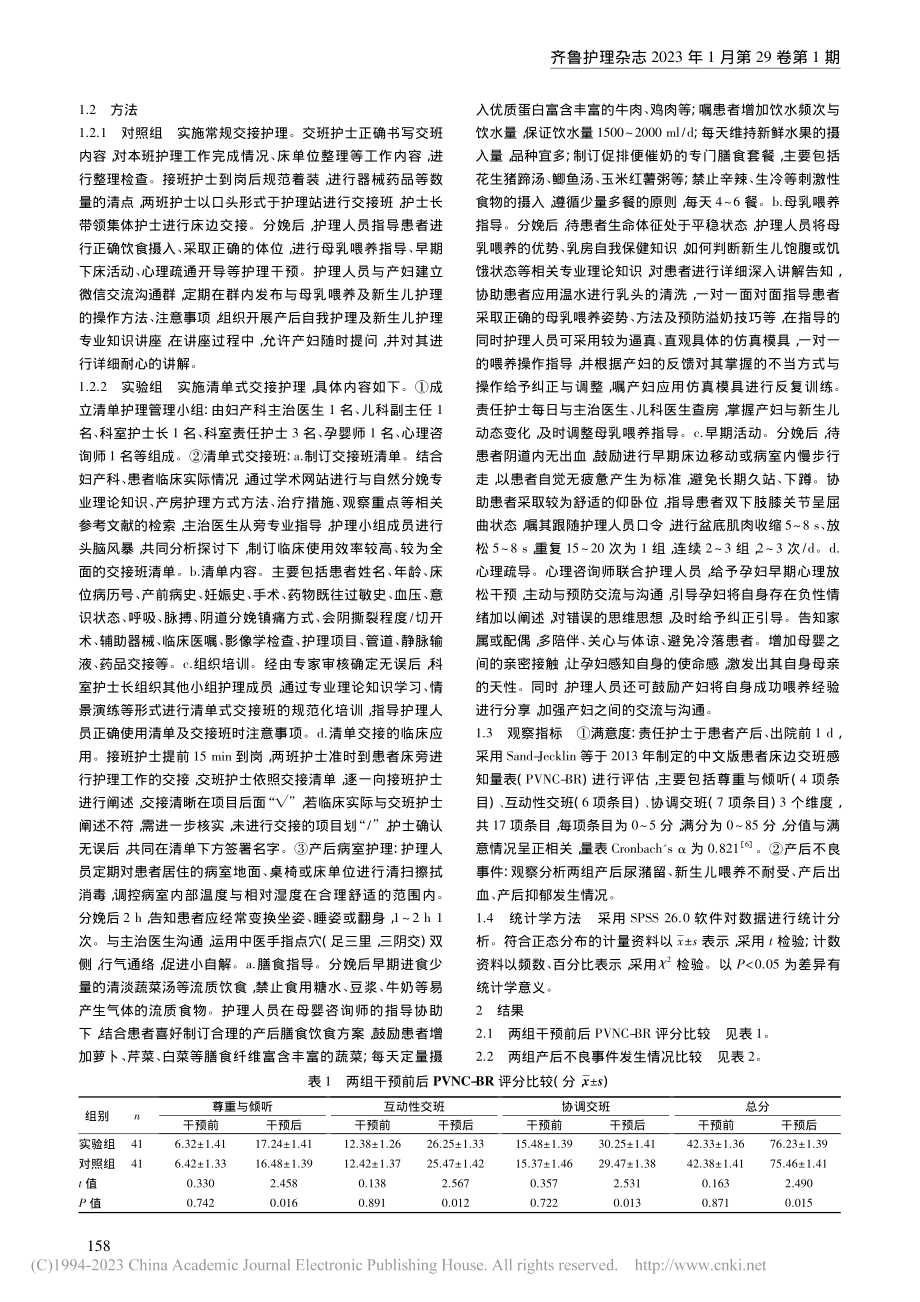 清单式交接护理在自然分娩后产妇管理中的应用_周晓娟.pdf_第2页