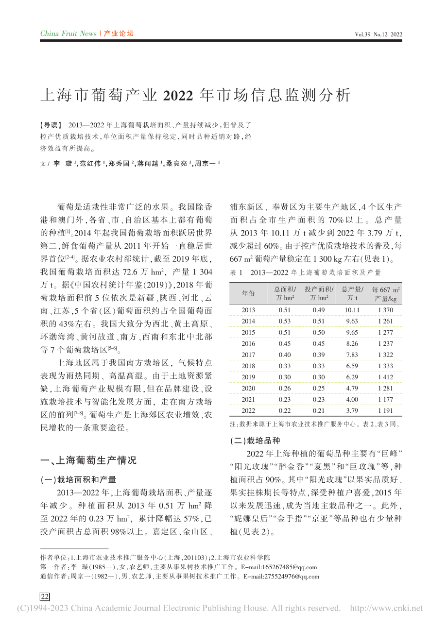 上海市葡萄产业2022年市场信息监测分析_李璇.pdf_第1页