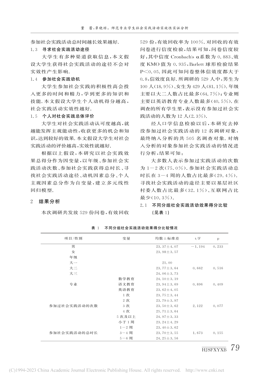 师范专业学生社会实践活动实...分析——以汉江师范学院为例_董蕾.pdf_第2页