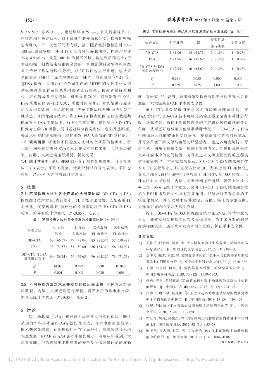 三维CTA和DSA图像融合...瘤腔内修复治疗术的效果评价_刘辉来.pdf_第2页