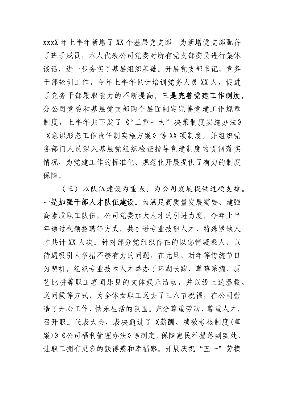 202X年上半年国企党委书记述职述德述廉述法报告.docx_第3页