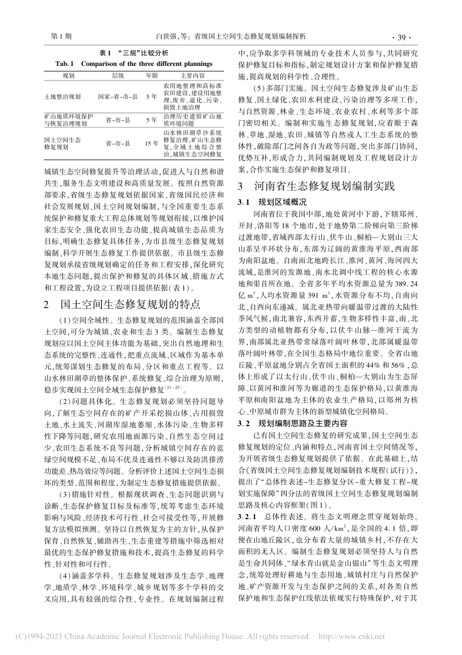 省级国土空间生态修复规划编...析——基于河南省的探索实践_白世强.pdf_第2页