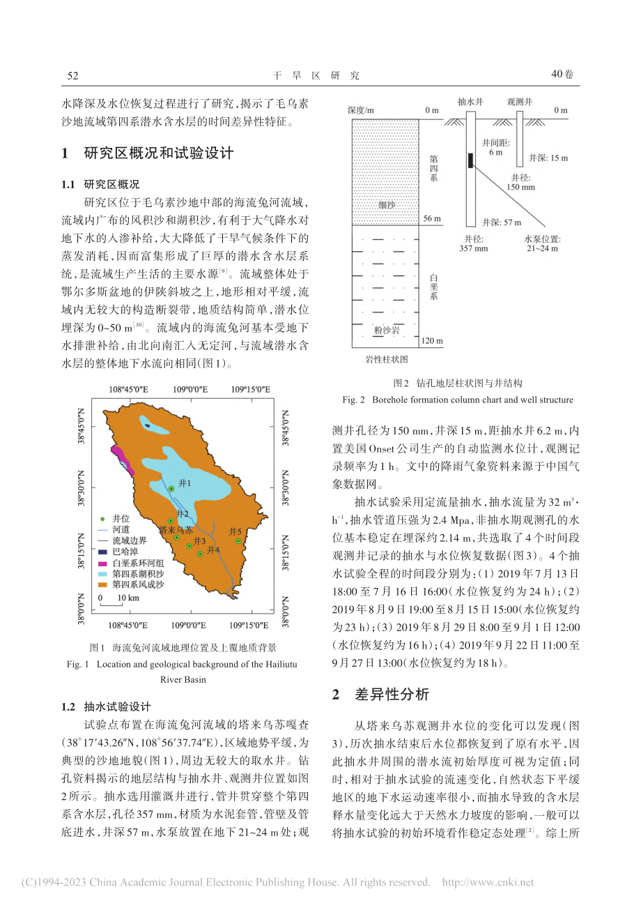 沙地潜水含水层不同时间段抽水降深的差异性分析_周生辉.pdf_第2页