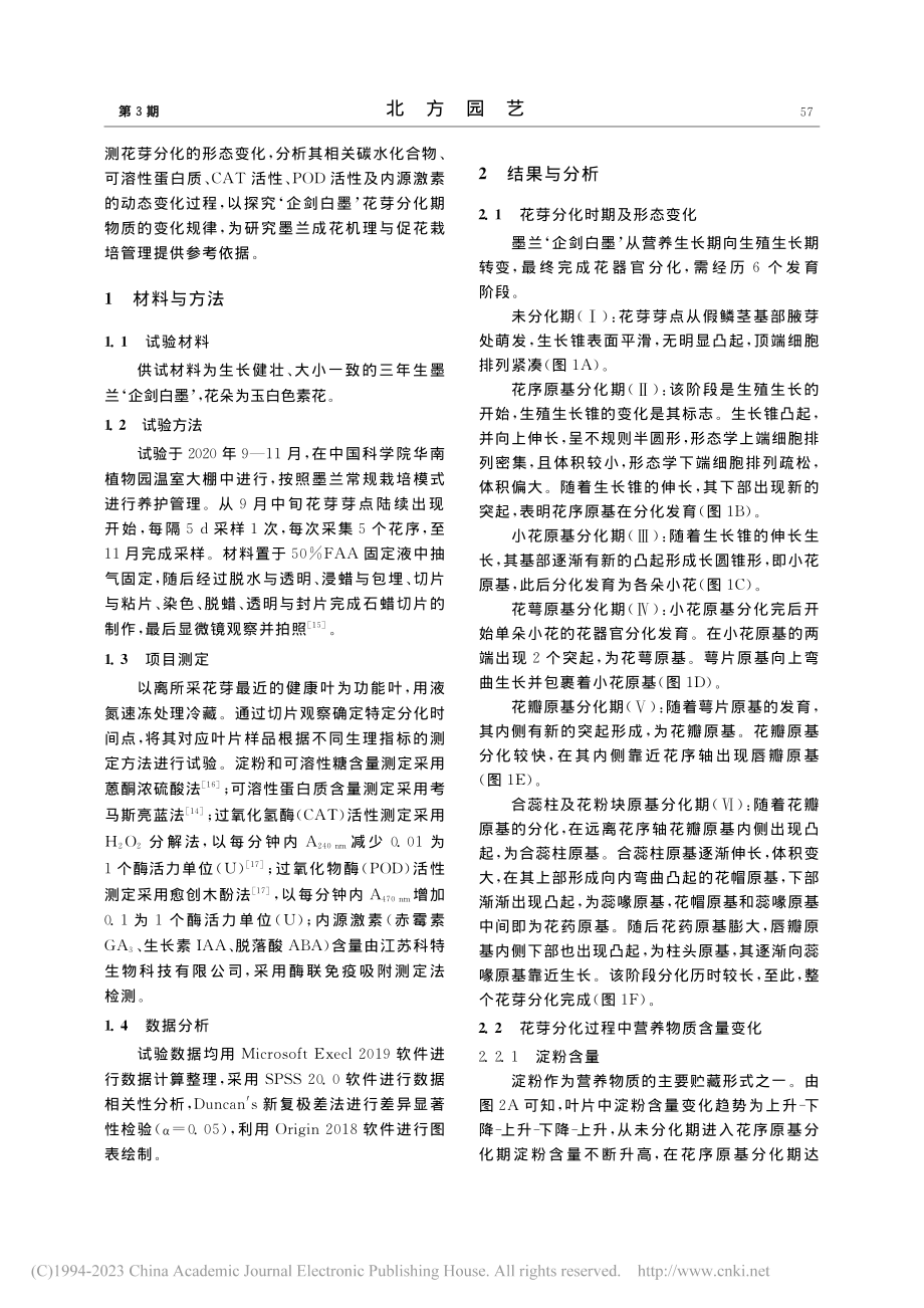 墨兰花芽形态分化及生理特性研究_黄洁衔.pdf_第2页