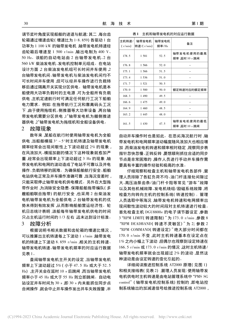 某船轴带发电机频率波动过大分析及处理_苏国强.pdf_第2页