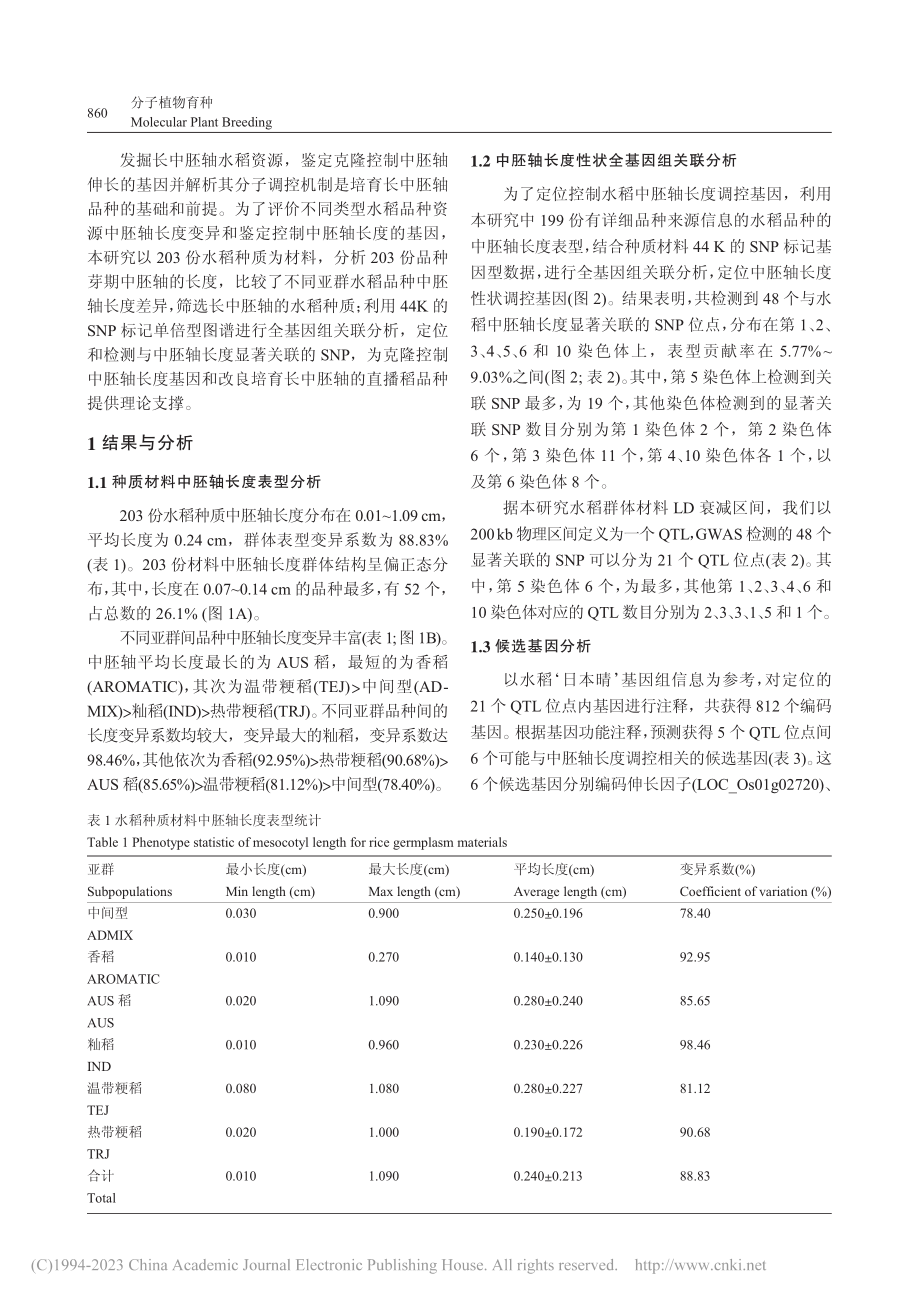 全基因组关联分析定位水稻芽期中胚轴长度性状QTL_瞿媛.pdf_第3页