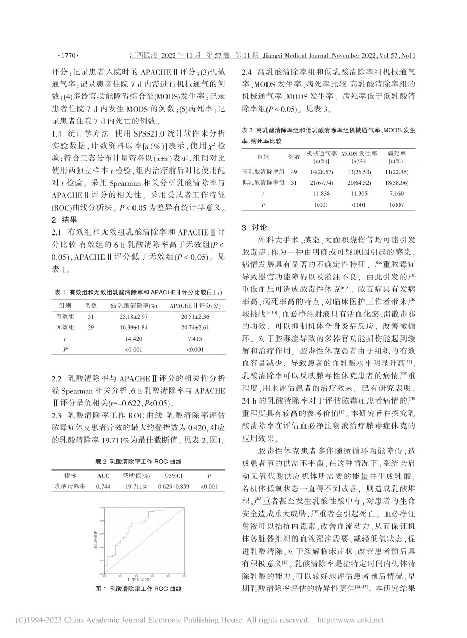 乳酸清除率评估血必净治疗脓毒症休克效果的价值_林敏.pdf_第2页