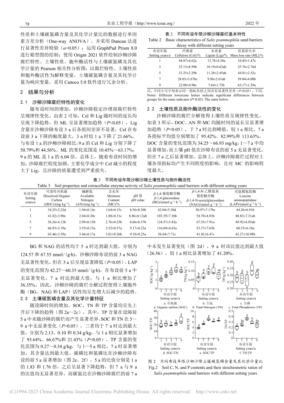 沙柳沙障腐烂过程对土壤碳氮磷化学计量特征的影响_梁钰镁.pdf_第3页