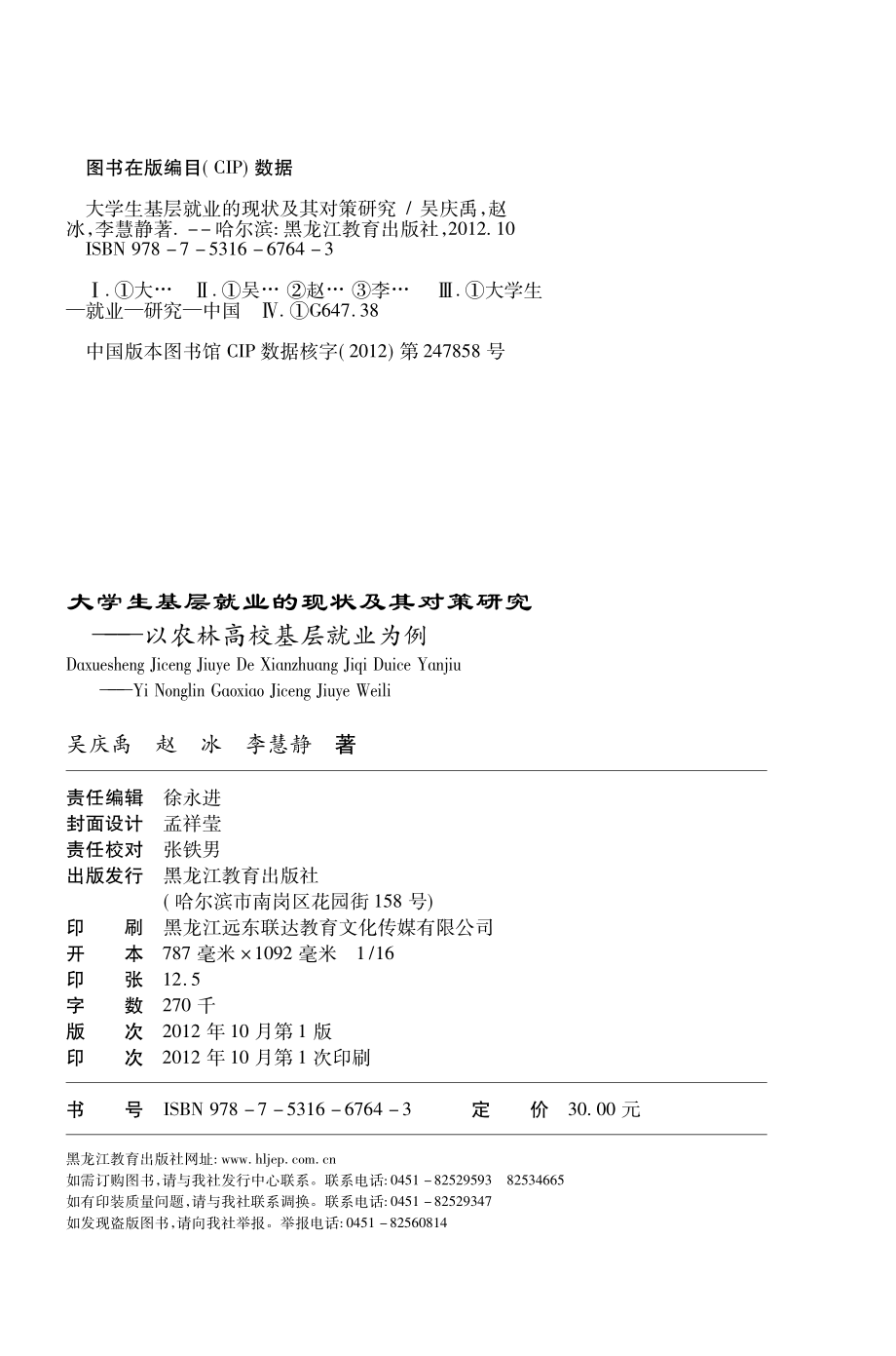 大学生基层就业的现状及其对策研究_吴庆禹赵冰李慧静著.pdf_第2页