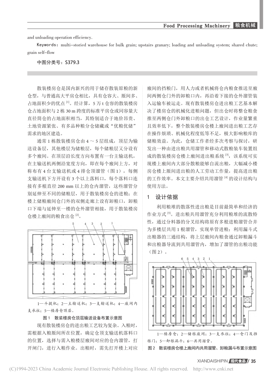 散装楼房仓楼上廒间进出粮系统优化——共用溜管_李佑贵.pdf_第2页