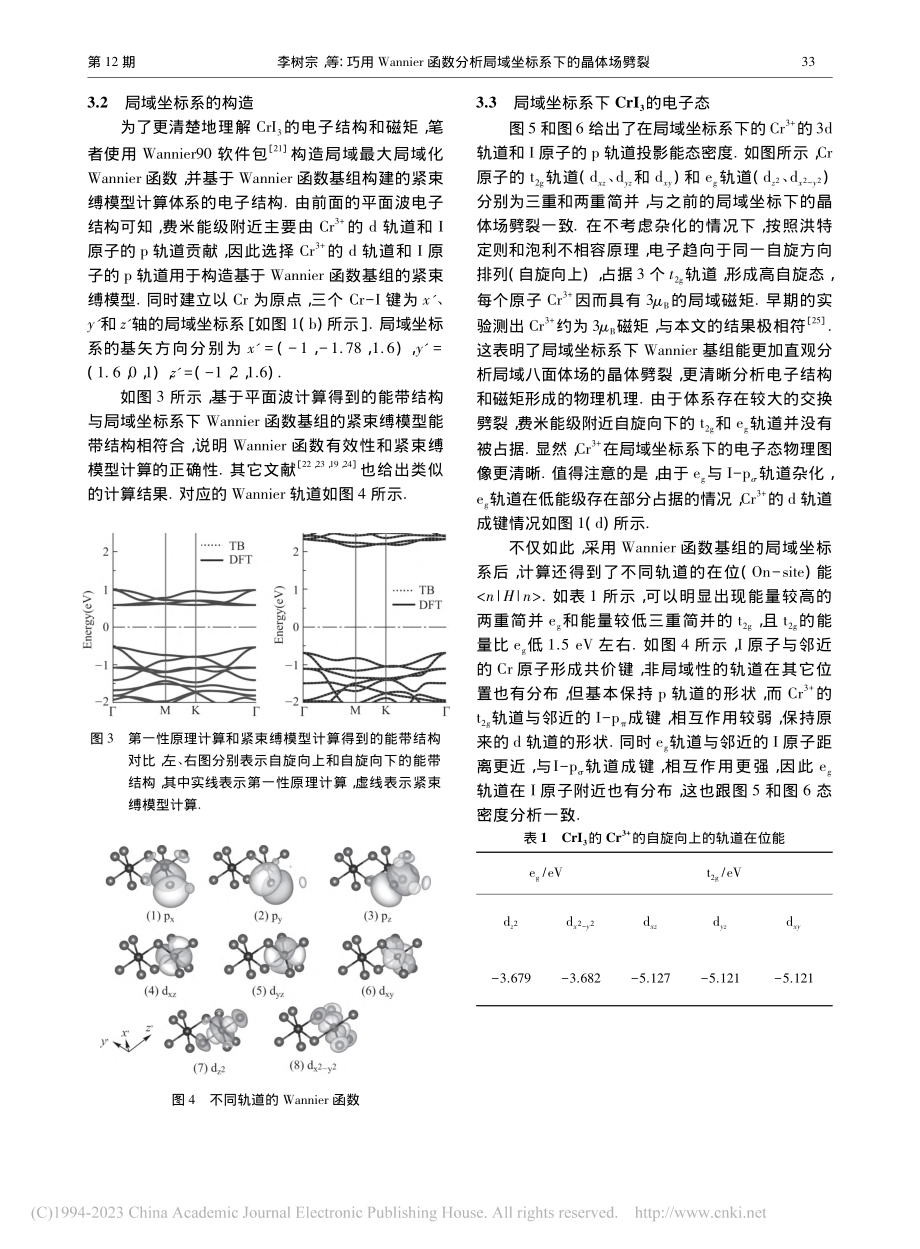 巧用Wannier函数分析局域坐标系下的晶体场劈裂_李树宗.pdf_第3页