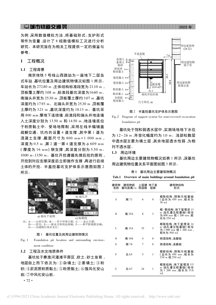 软土地区邻近既有建筑半盖挖深基坑变形特征_徐健.pdf_第2页