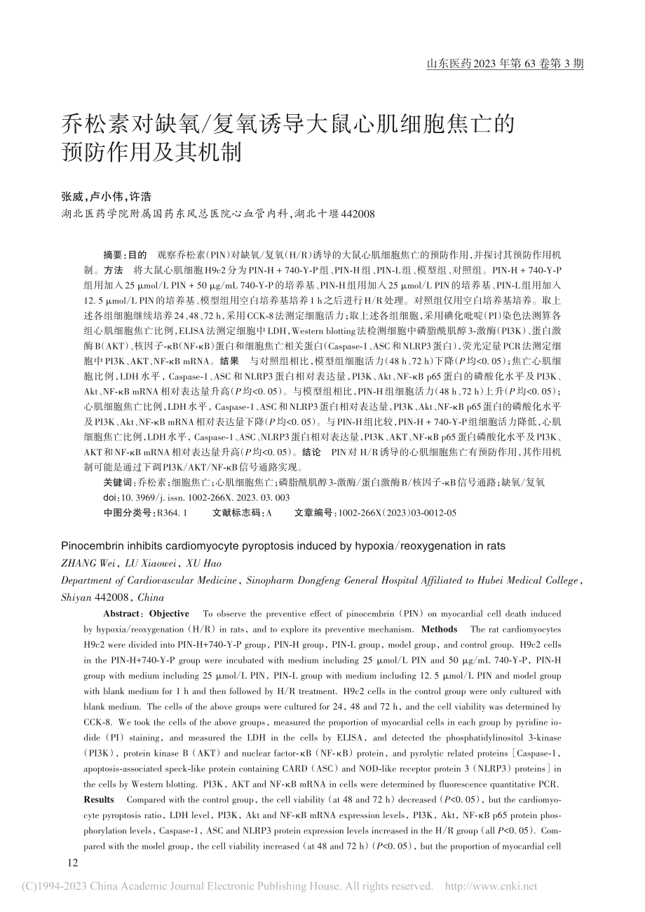 乔松素对缺氧_复氧诱导大鼠...细胞焦亡的预防作用及其机制_张威.pdf_第1页